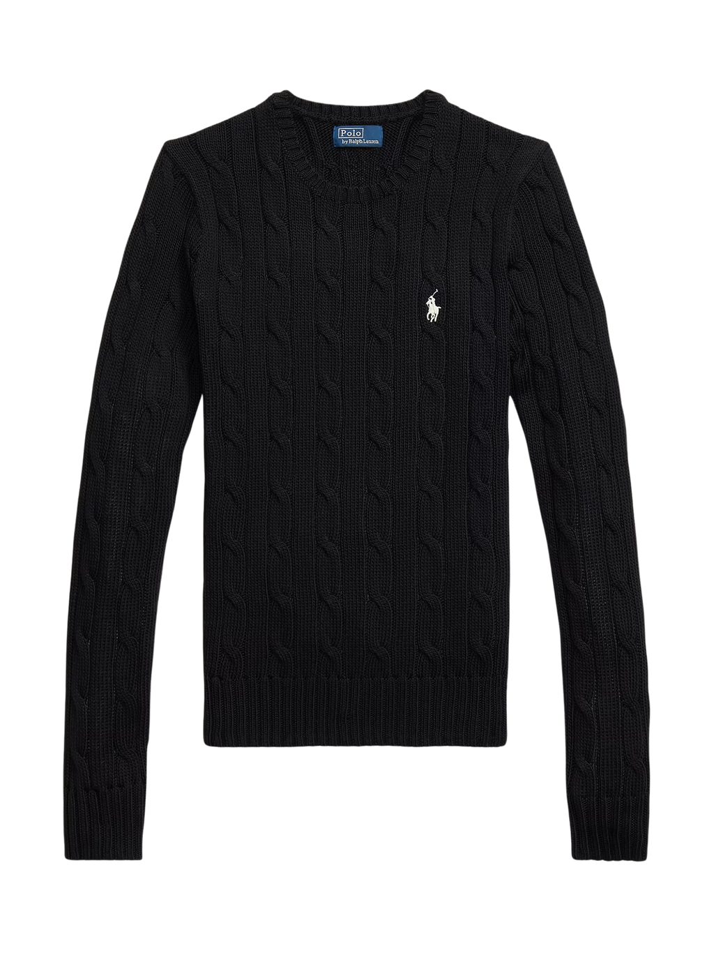 RALPH LAUREN WOMEN Cable-Knit Cotton Crewneck Jumper Polo Black