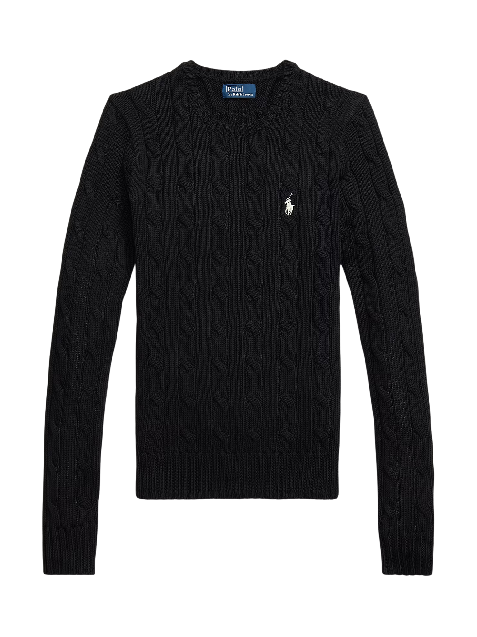 RALPH LAUREN WOMEN Cable-Knit Cotton Crewneck Jumper Polo Black
