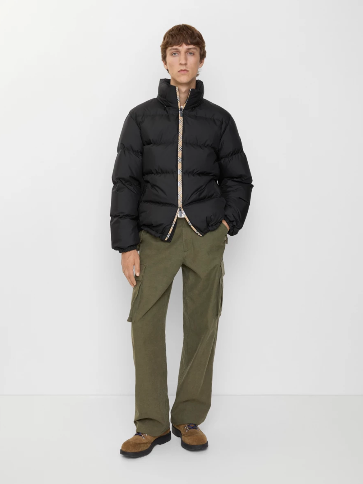 BURBERRY High-Neck Zipped Padded Jacket Black