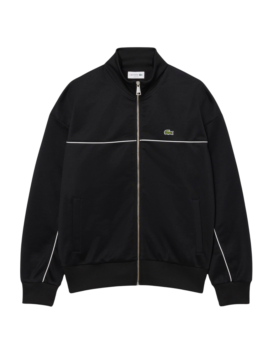 LACOSTE Trim Accent Zipped Sweatshirt Black