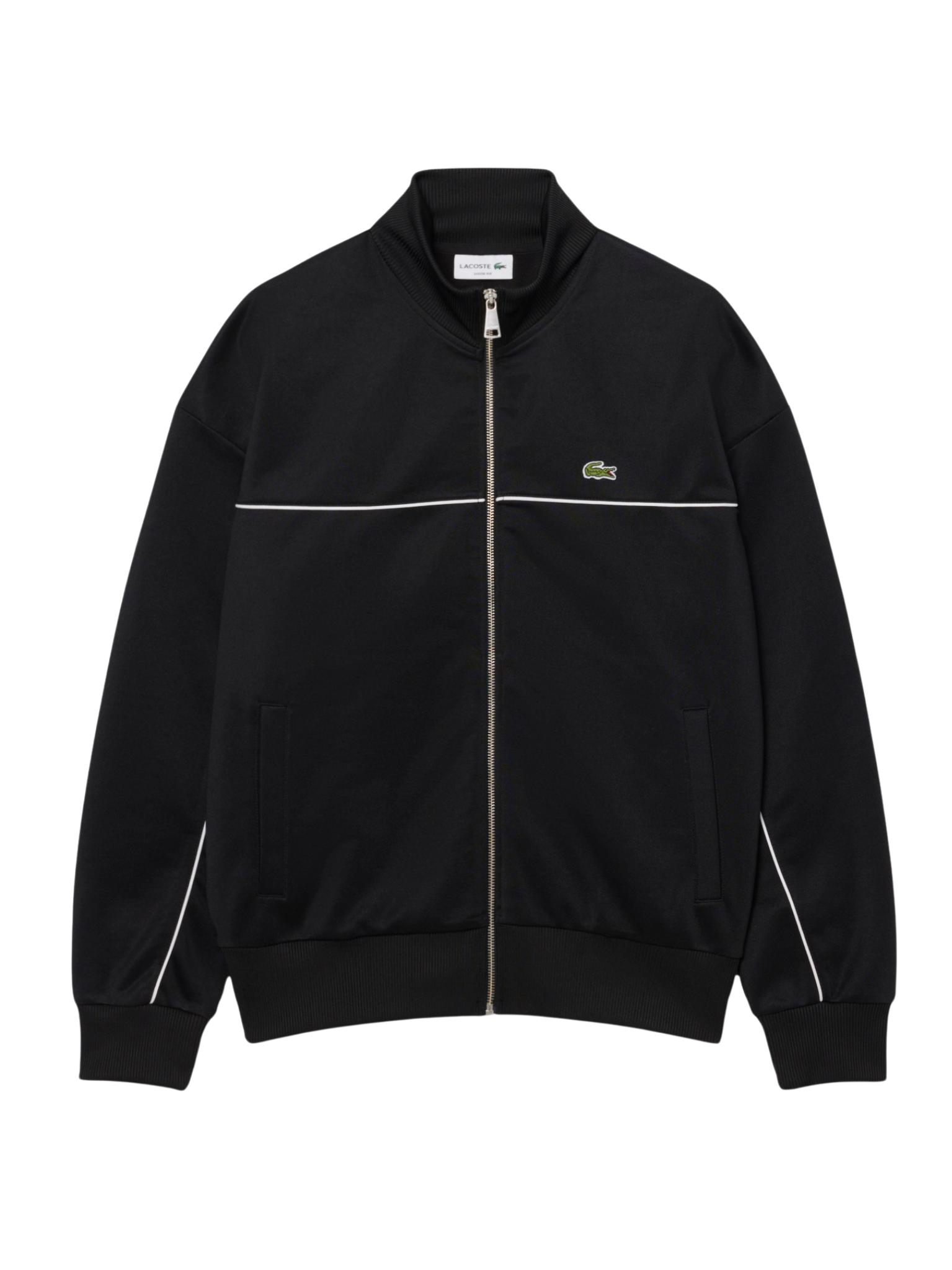 LACOSTE Trim Accent Zipped Sweatshirt Black