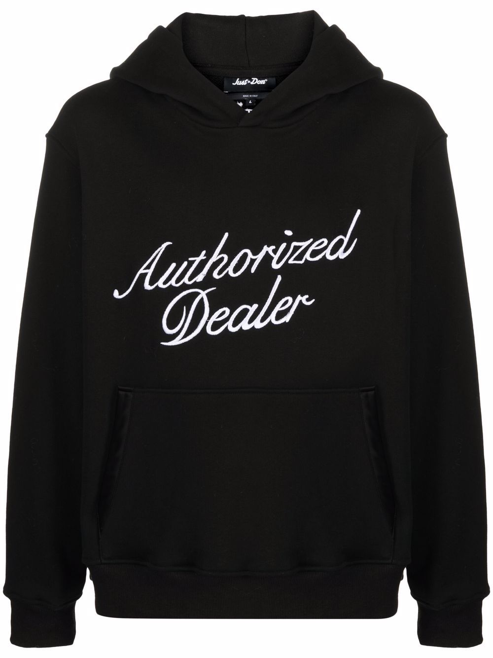 JUST DON Authorized Dealer Slogan Embroidered Hoodie Black