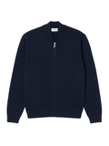 LACOSTE Cotton and Wool Knit Bomber Jacket Midnight Blue