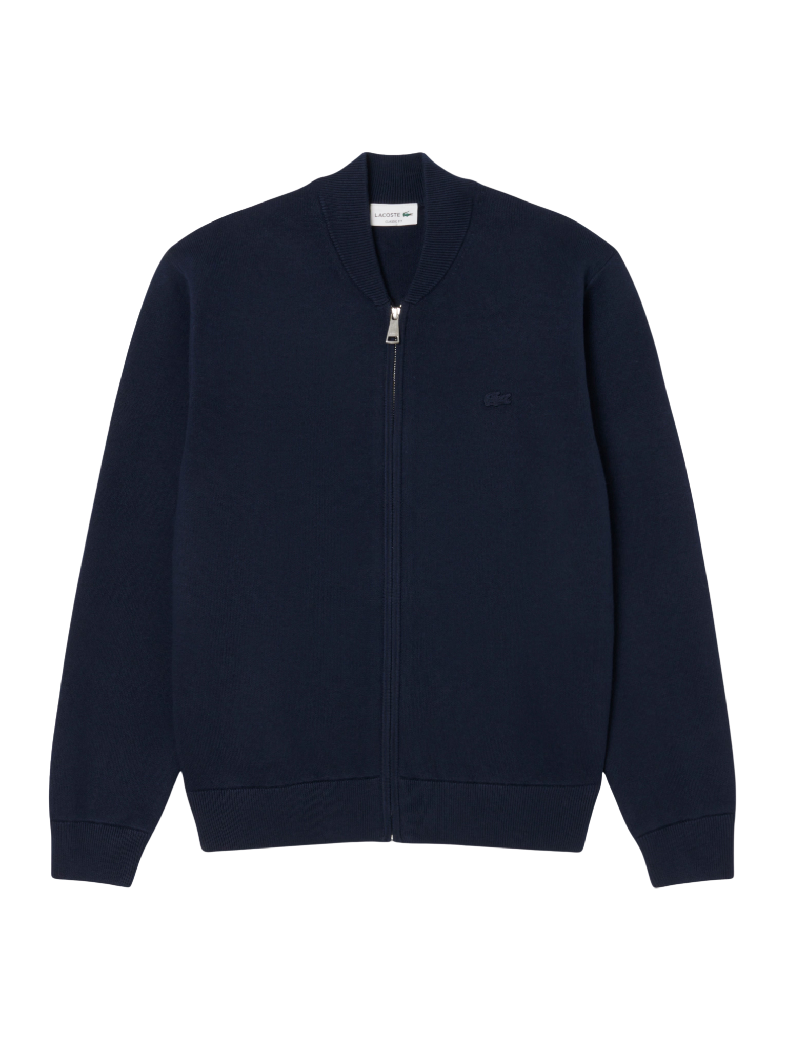 LACOSTE Cotton and Wool Knit Bomber Jacket Midnight Blue