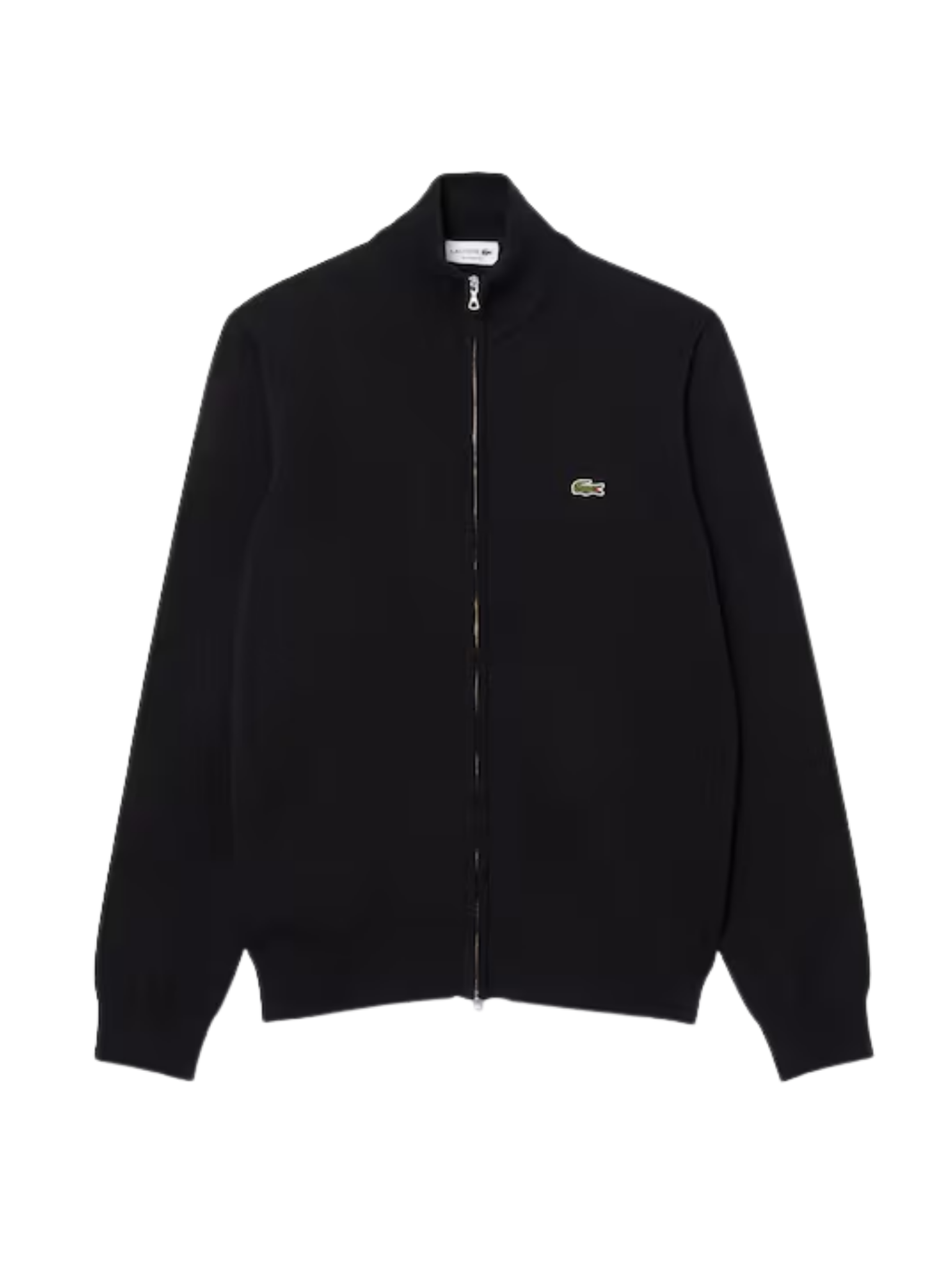 LACOSTE Zipped High Neck Cotton Sweater Black