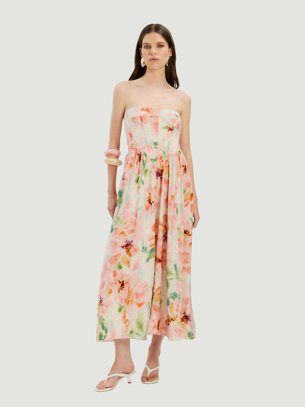 BARDOT WOMEN Lola Corset Midi Dress Pink Floral