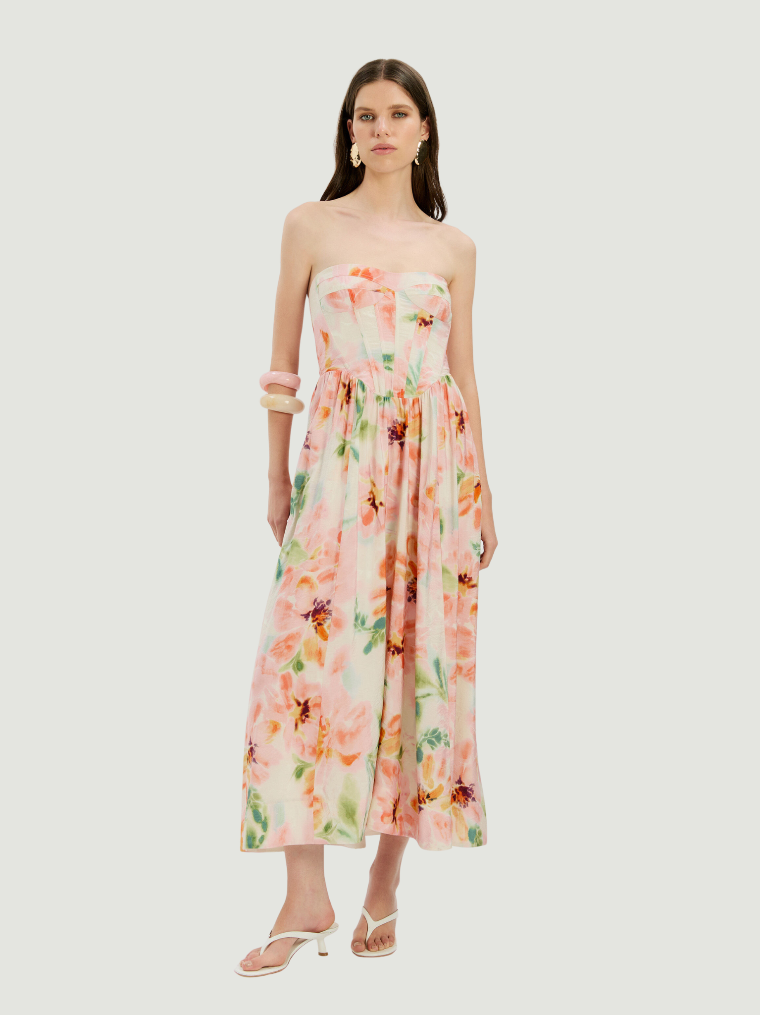 BARDOT WOMEN Lola Corset Midi Dress Pink Floral