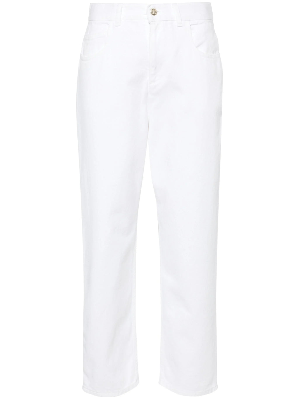 MONCLER WOMEN High Rise Cropped Jeans White