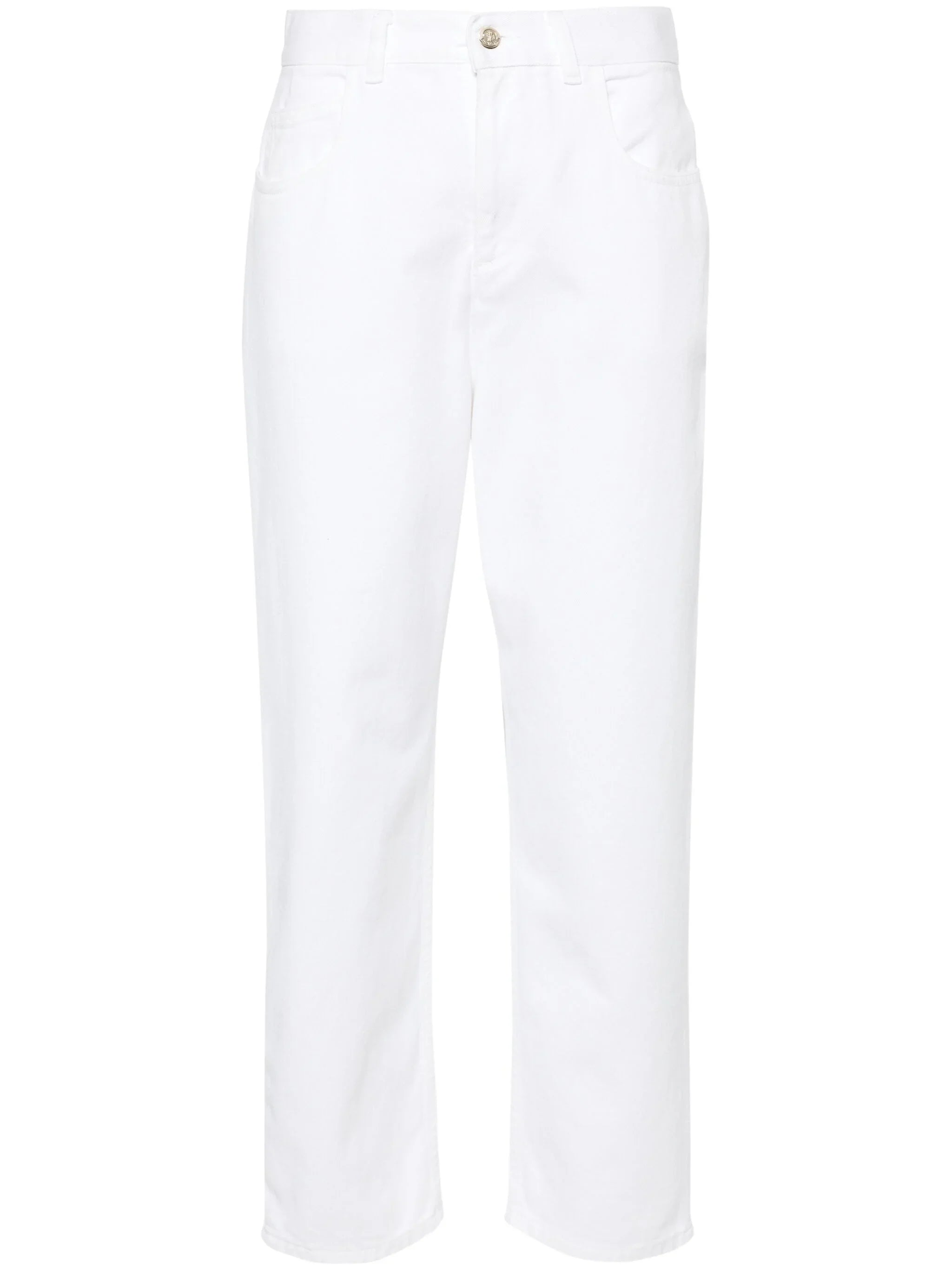 MONCLER WOMEN High Rise Cropped Jeans White