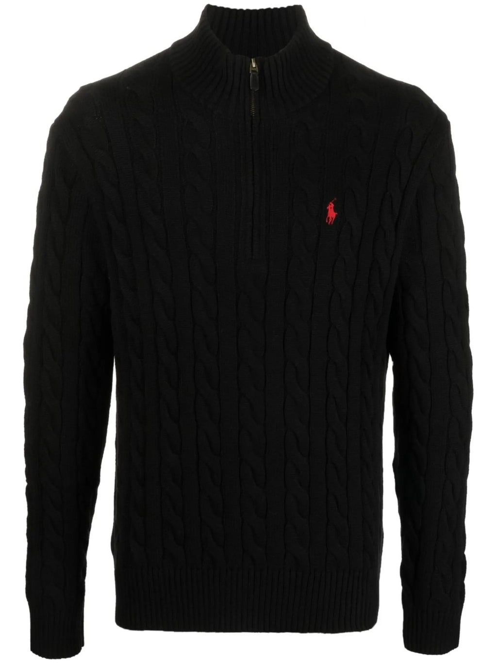 RALPH LAUREN Cable Knit Quarter Zip Jumper Black