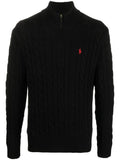 RALPH LAUREN Cable Knit Quarter Zip Jumper Black