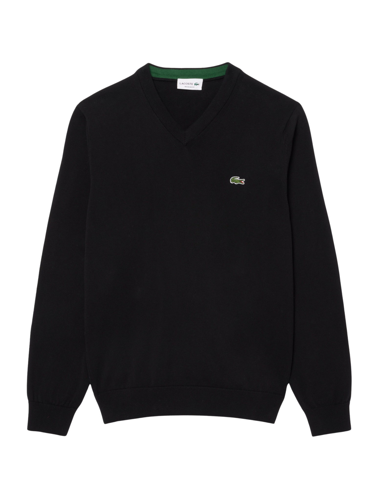 LACOSTE Monochrome Cotton V-neck Sweater Black