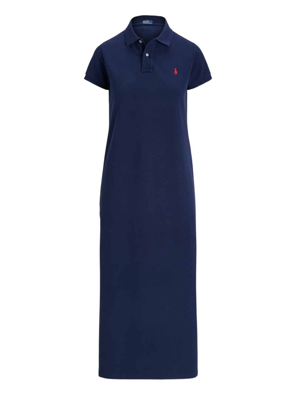 RALPH LAUREN WOMEN Cotton Mesh Polo Dress Newport Navy