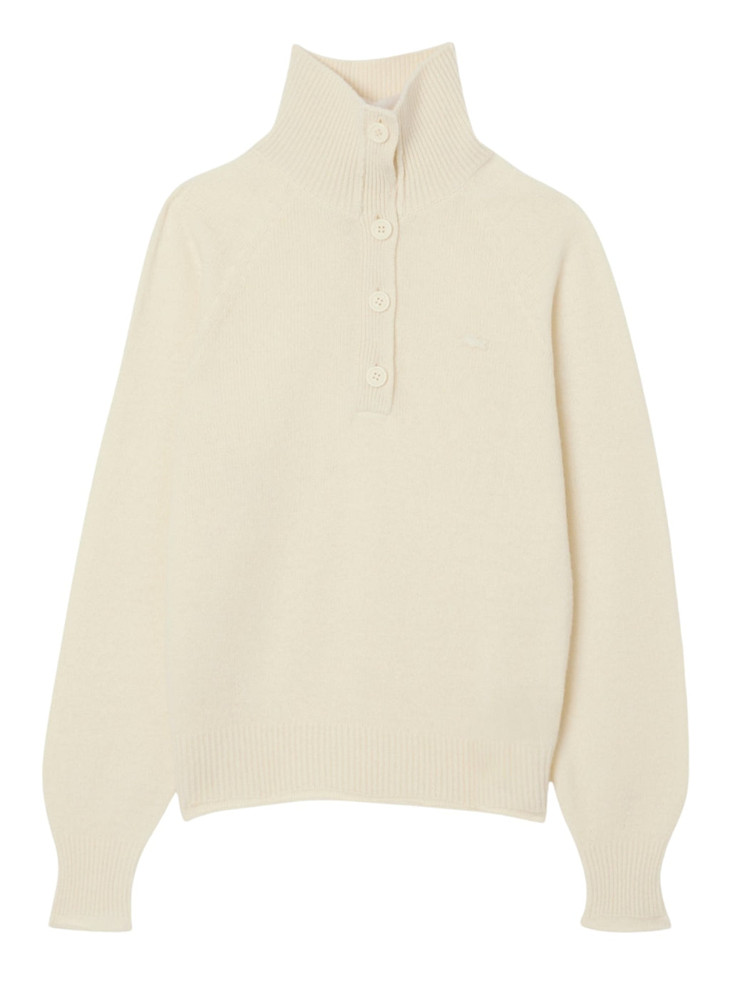 LACOSTE WOMEN Carded Wool High Neck Sweater Ecru White