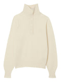 LACOSTE WOMEN Carded Wool High Neck Sweater Ecru White