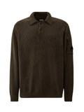 C.P COMPANY Cotton Chenille Polo Sweater Dark Shadow Grey