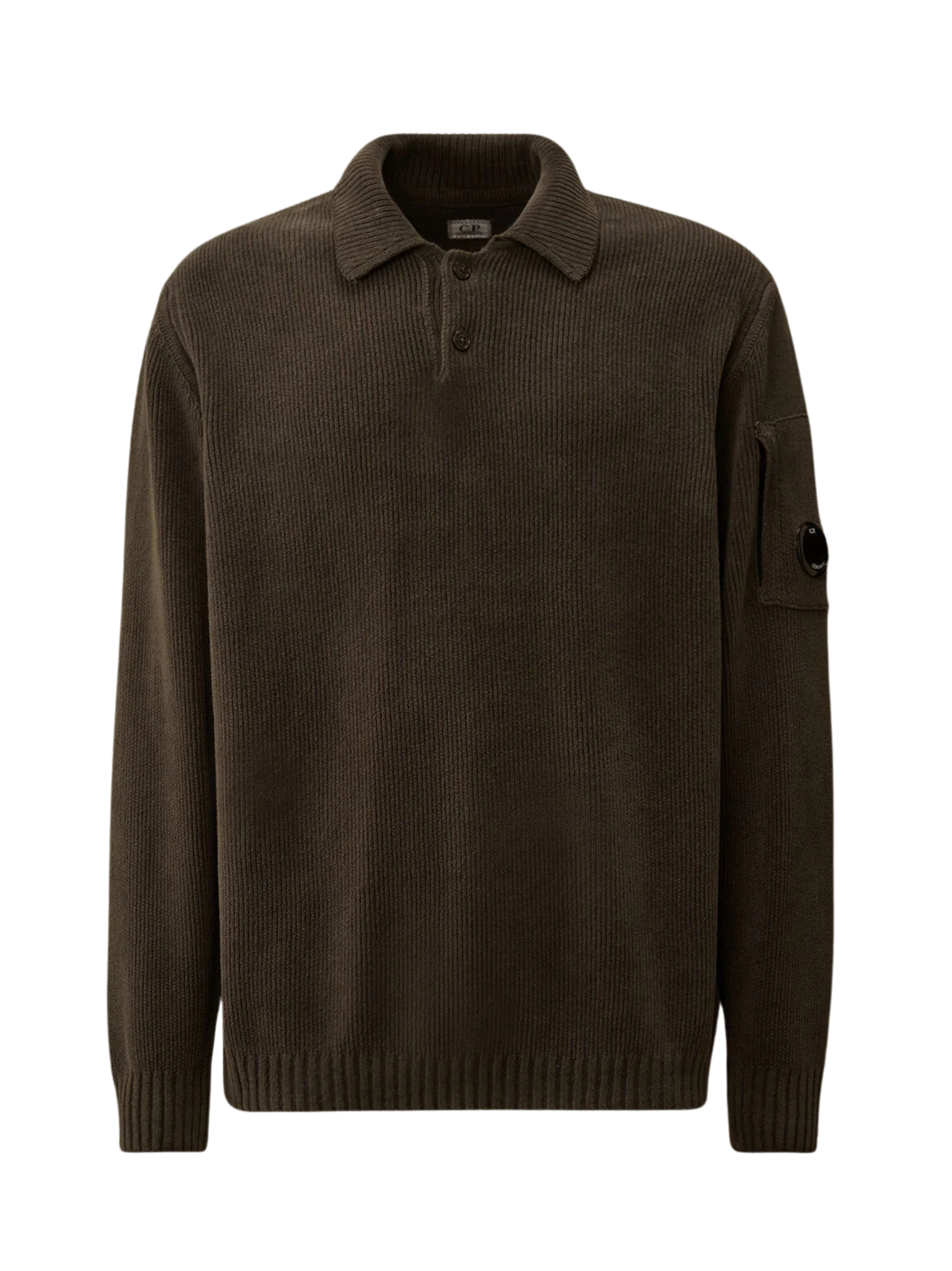 C.P COMPANY Cotton Chenille Polo Sweater Dark Shadow Grey