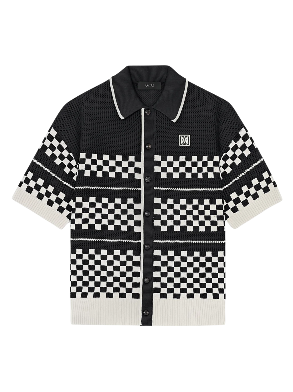 AMIRI Checkered Mesh Logo-patch Shirt Black
