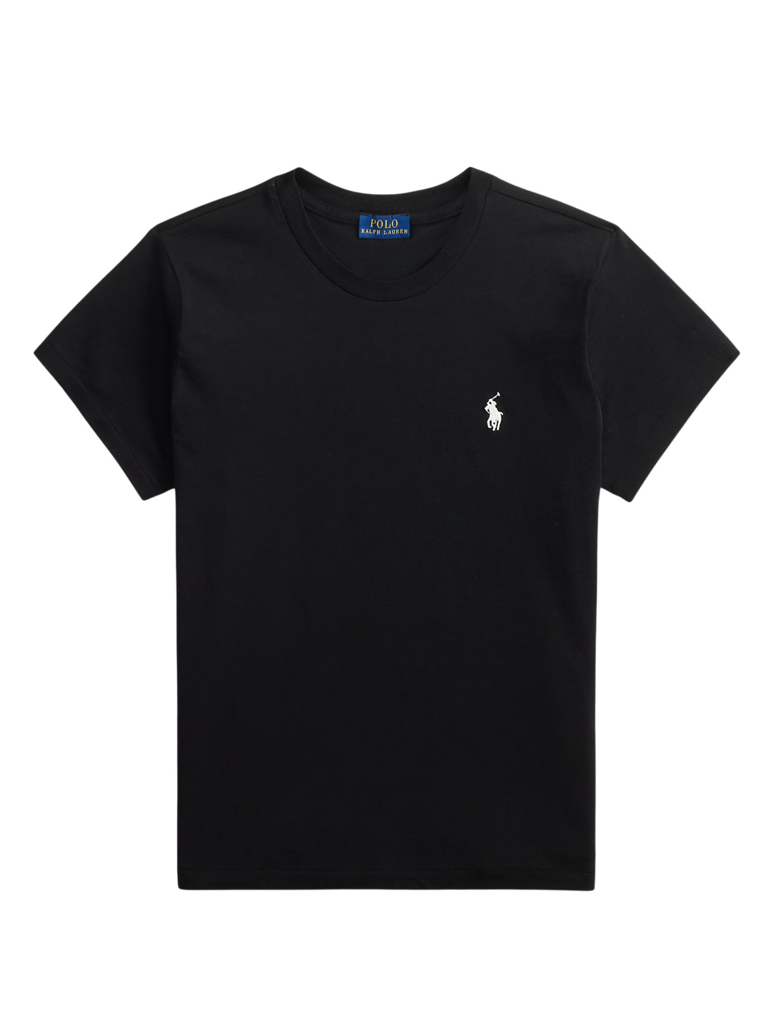 RALPH LAUREN WOMEN Classic Fit Cotton Jersey Crewneck Tee Polo Black
