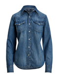 RALPH LAUREN WOMEN Denim Western Shirt Canaria Wash