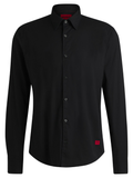 HUGO Ermo Slim-Fit Shirt In Stretch-Cotton Canvas Black