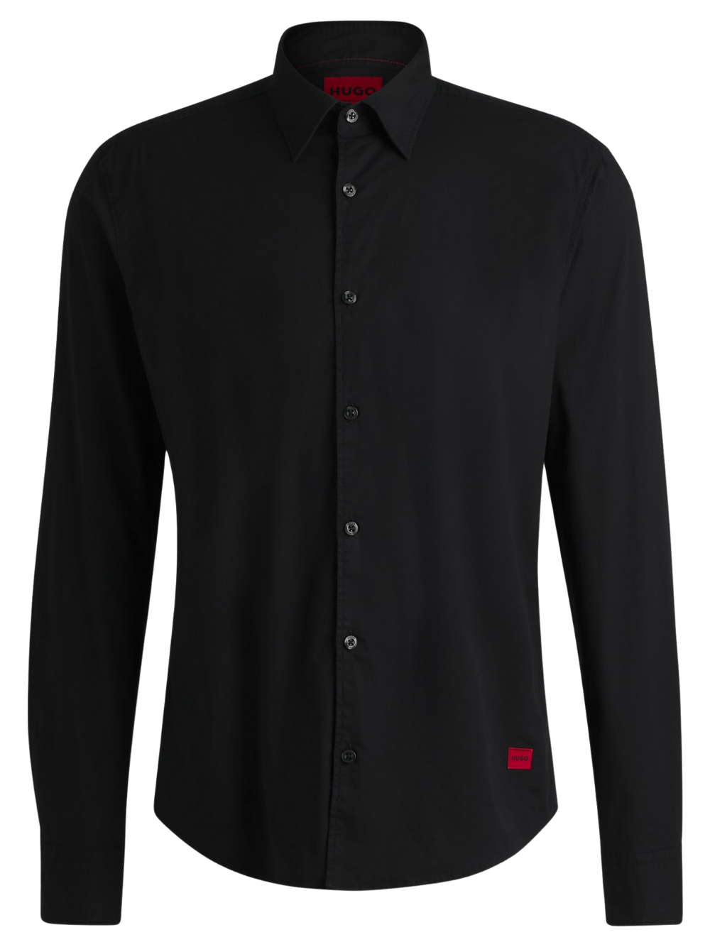 HUGO Ermo Slim-Fit Shirt In Stretch-Cotton Canvas Black