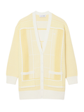 LACOSTE WOMEN Tennis Court Jacquard Long Cardigan Yellow/White