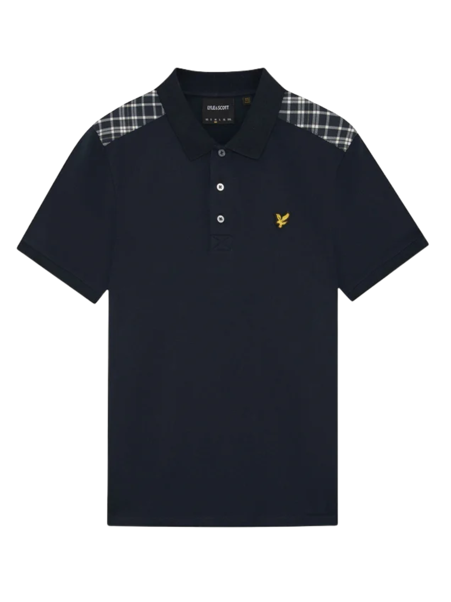 LYLE & SCOTT Check Panelled Polo Shirt Dark Navy