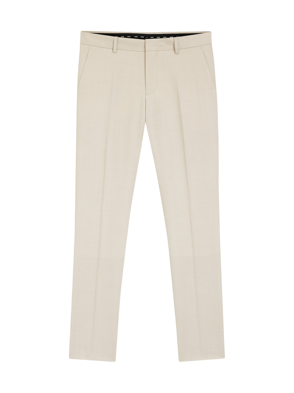 BOSS Virgin-wool Slim-fit Trousers Open Beige