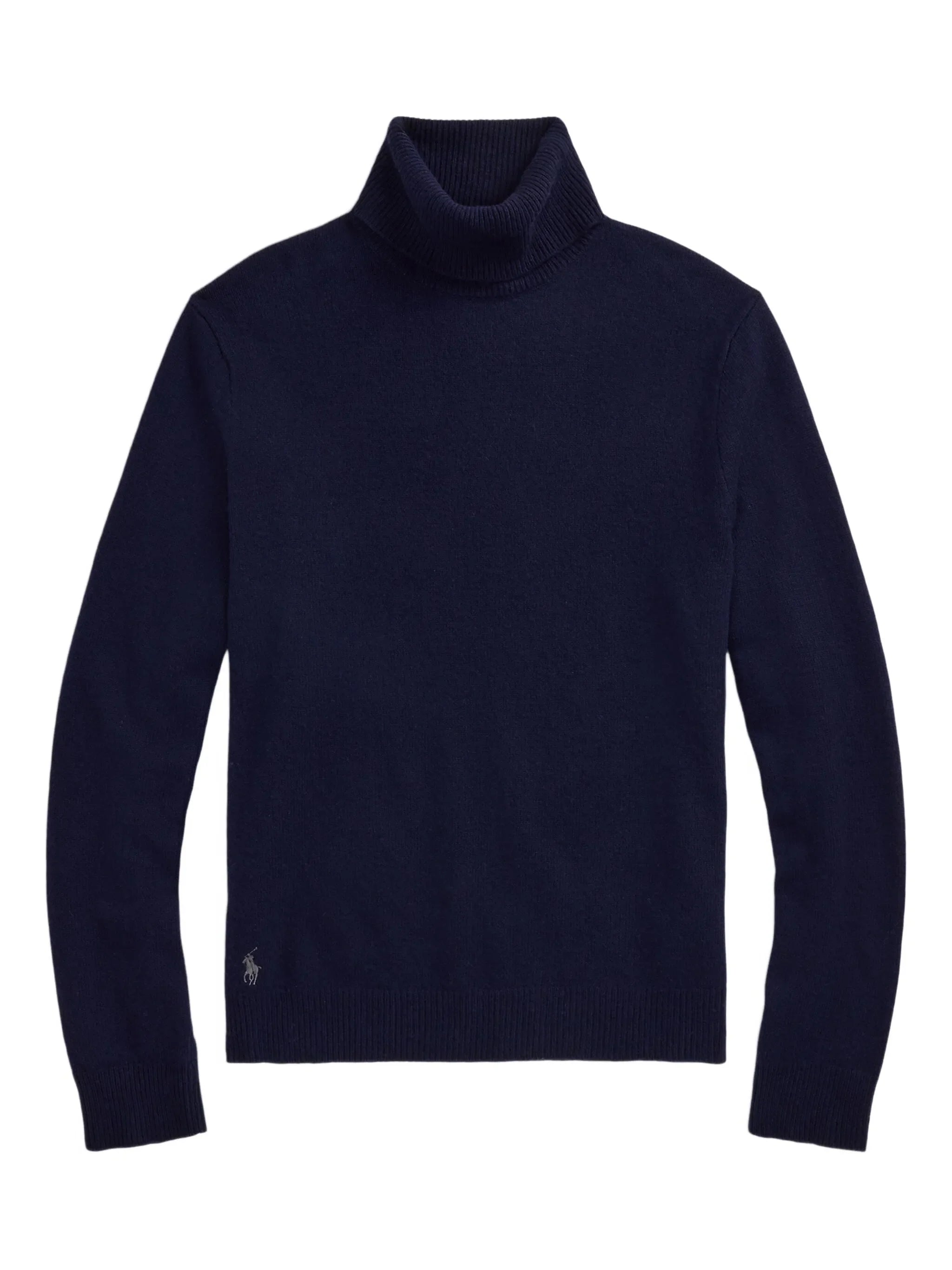 RALPH LAUREN Wool-Cotton Roll Neck Jumper Hunter Navy