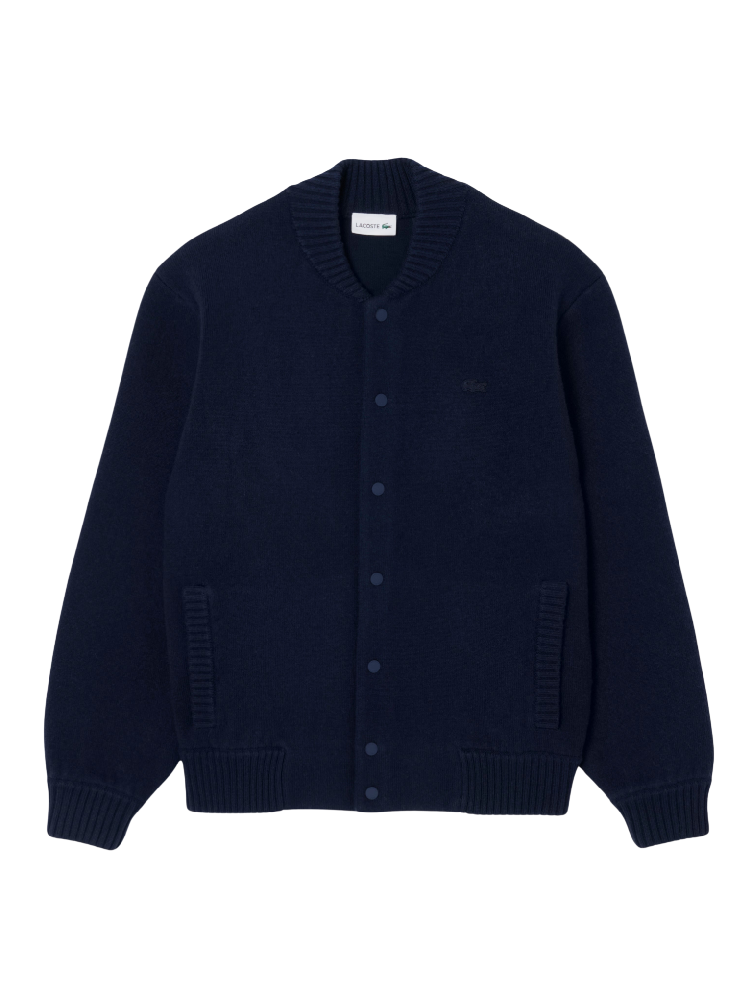 LACOSTE Merino Wool Jersey Bomber Jacket Midnight Blue