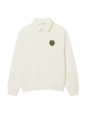 LACOSTE Loose Fit Polo Collar Fleece Sweatshirt White