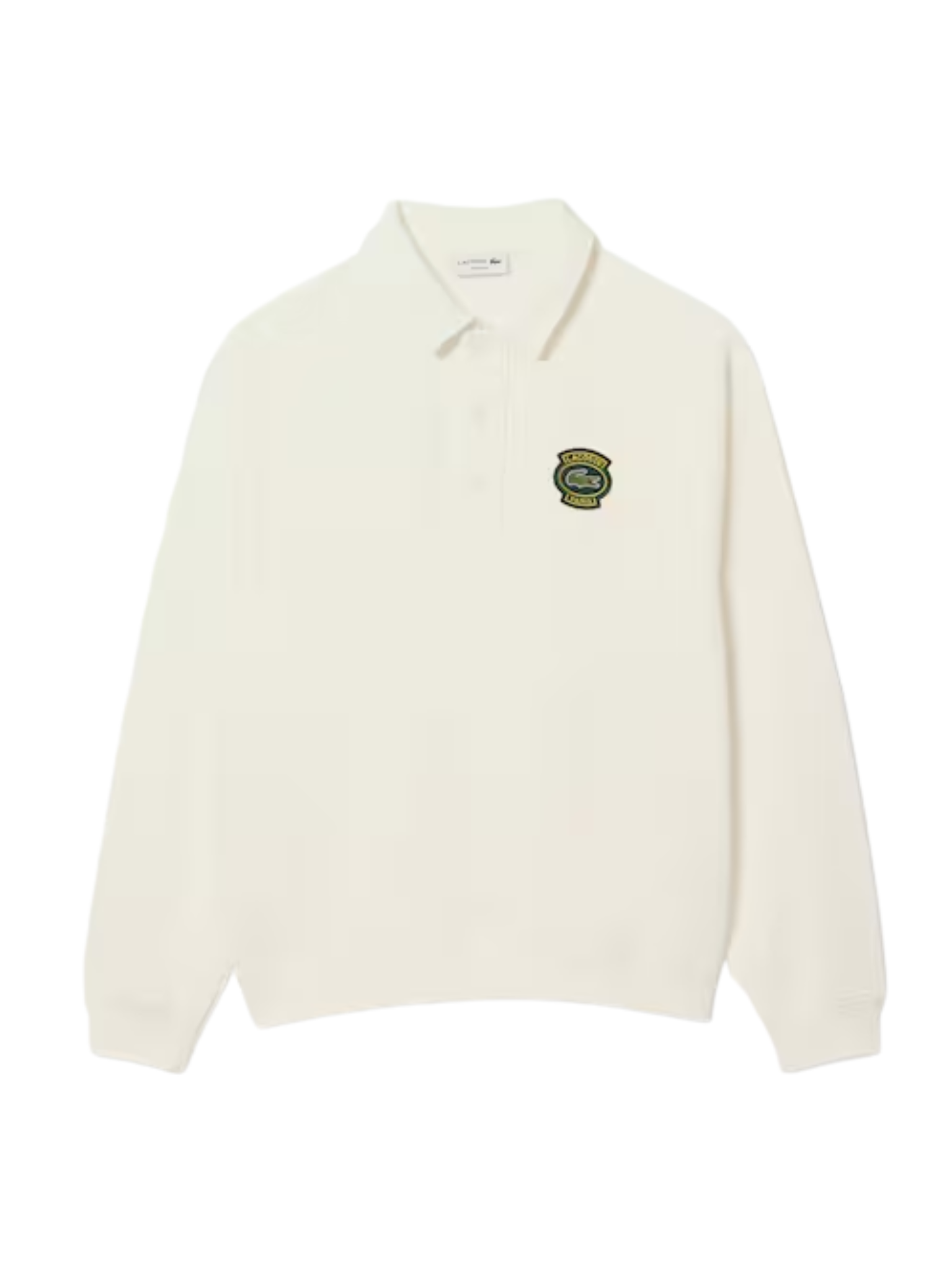LACOSTE Loose Fit Polo Collar Fleece Sweatshirt White