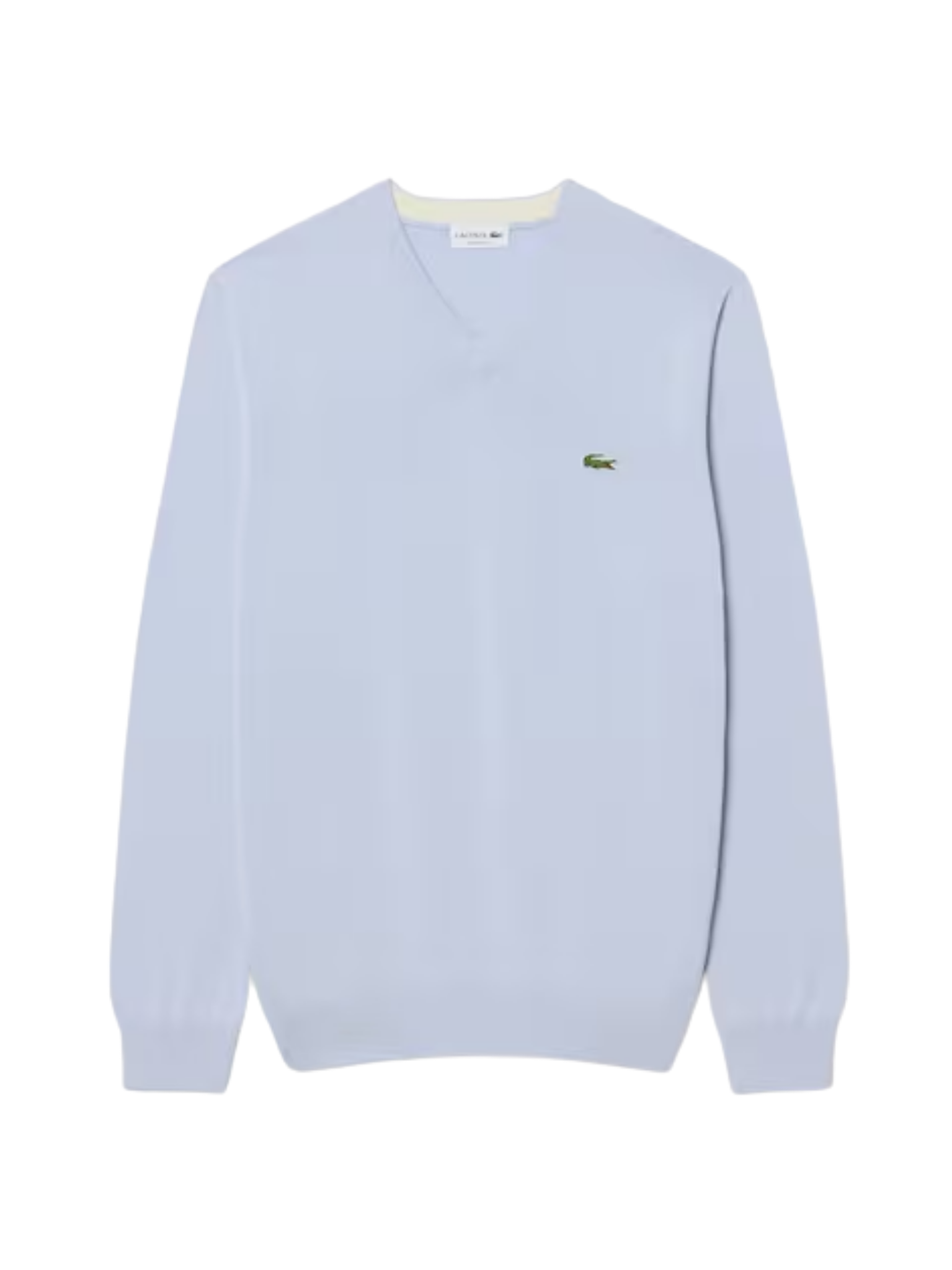 LACOSTE Monochrome Cotton V-neck Sweater Light Blue