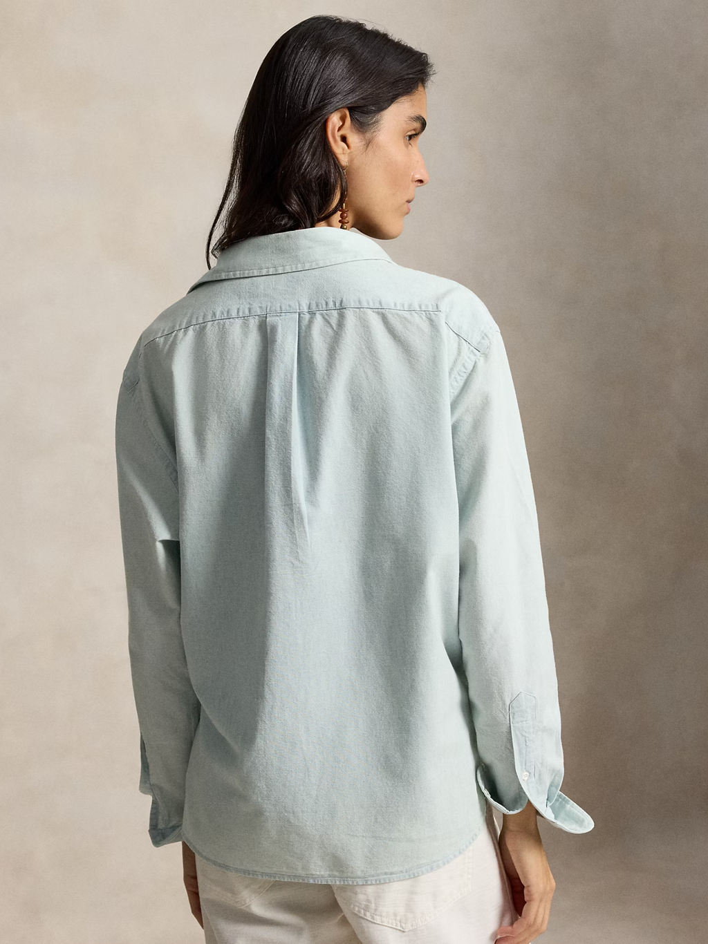 RALPH LAUREN WOMEN Cropped Boxy Chambray Shirt Chambray