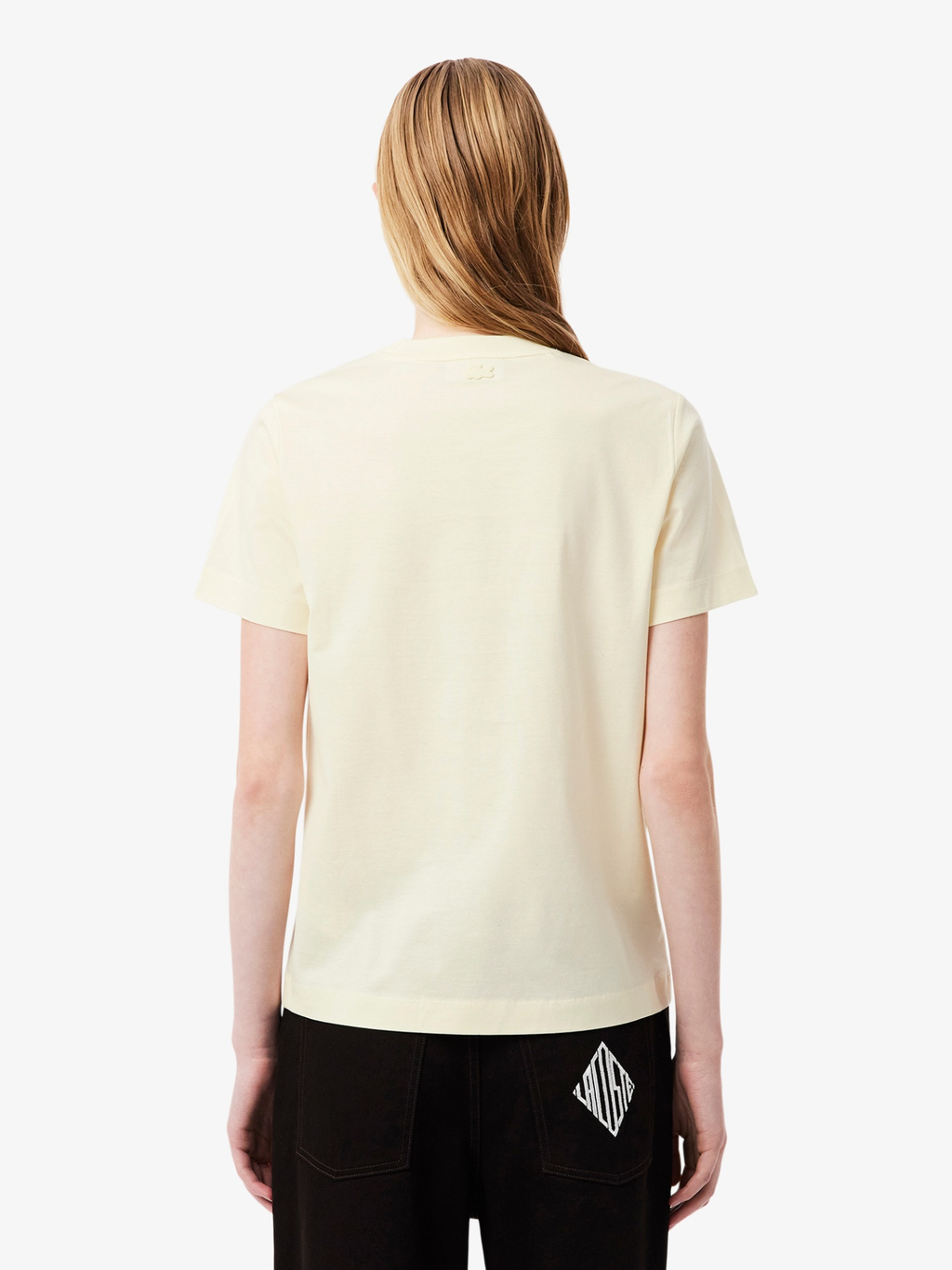 LACOSTE WOMEN Badge Cotton T-shirt Lemon Beige