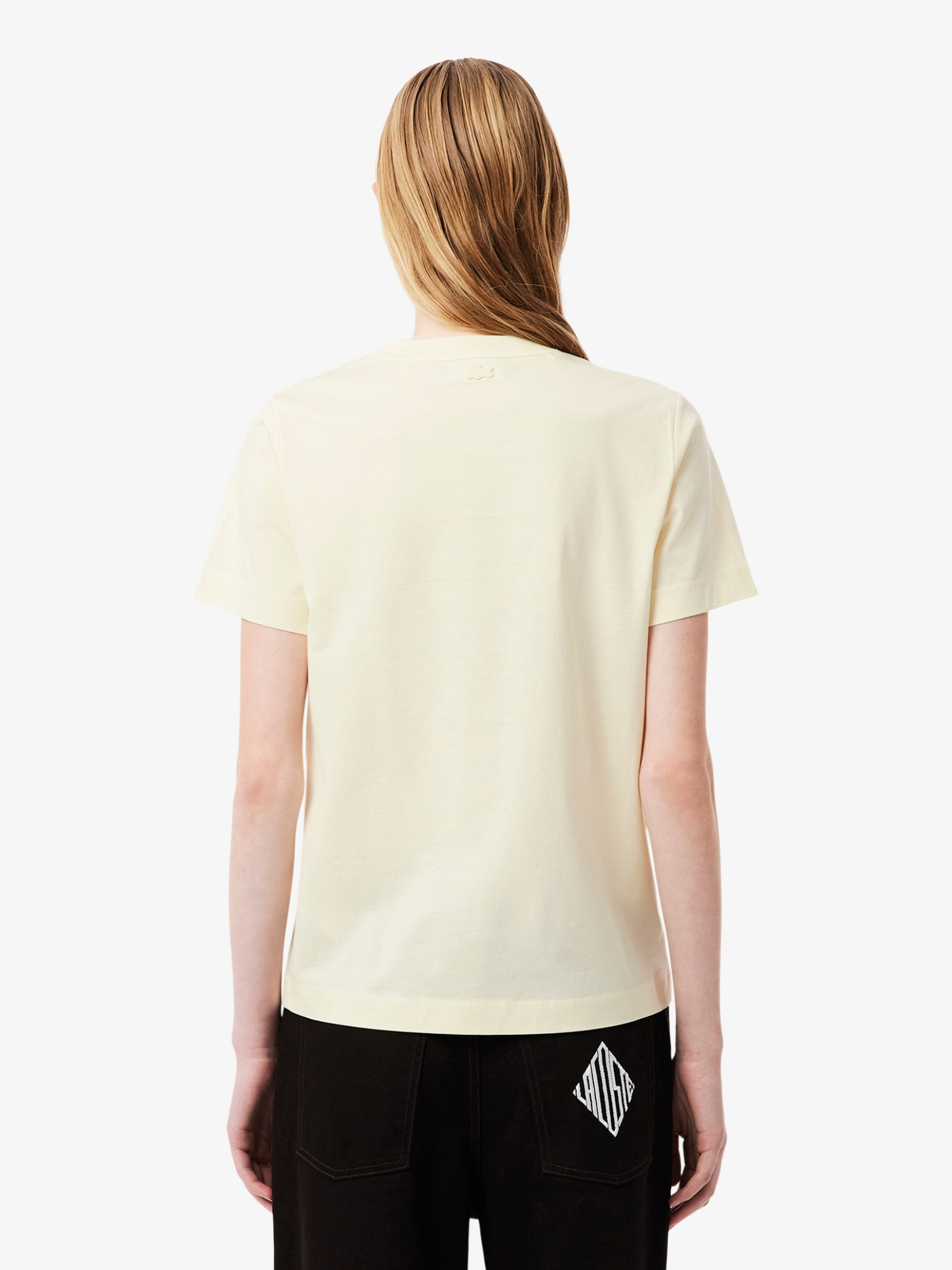 LACOSTE WOMEN Badge Cotton T-shirt Lemon Beige