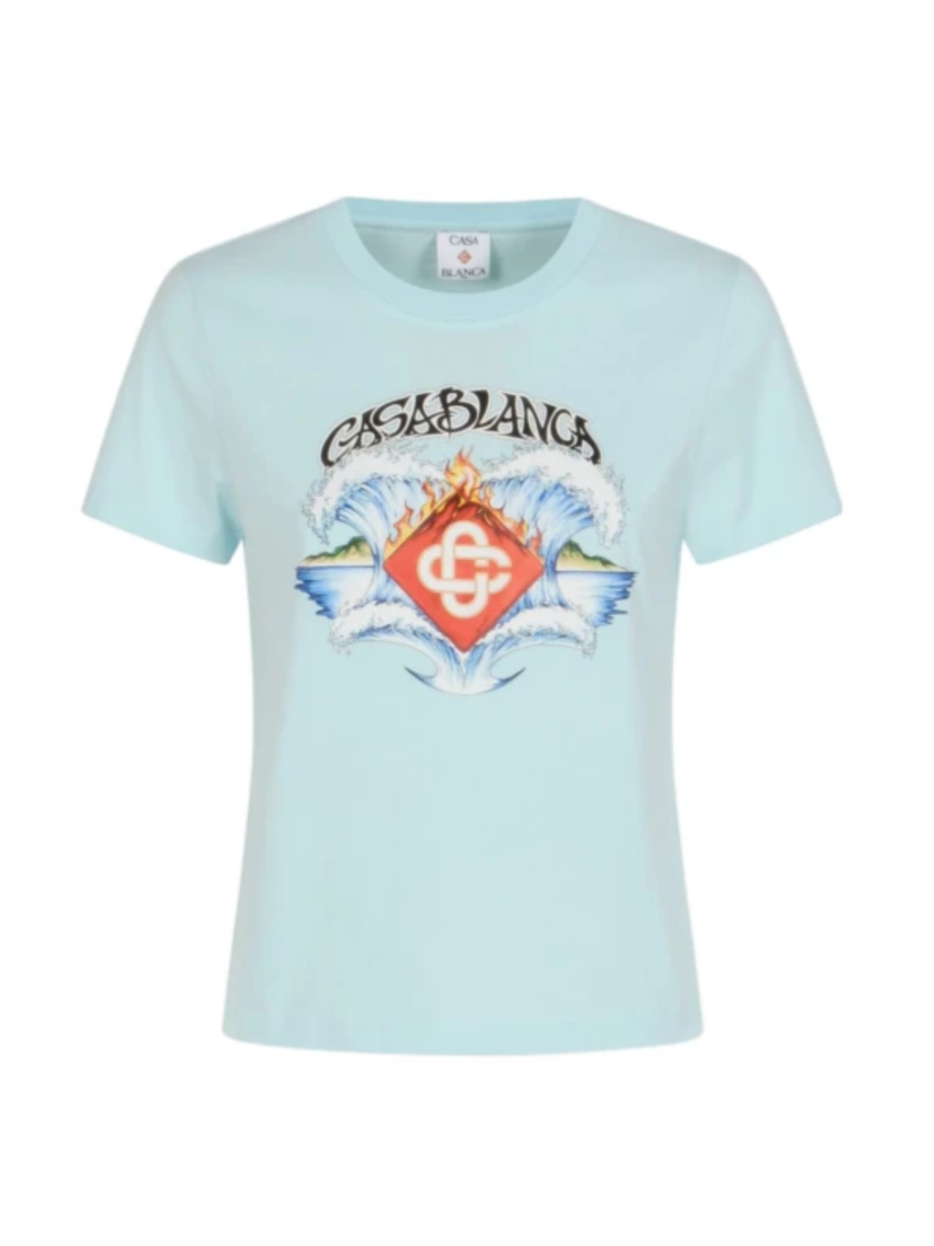 CASABLANCA WOMEN Waves Fitted T-shirt Pale Blue