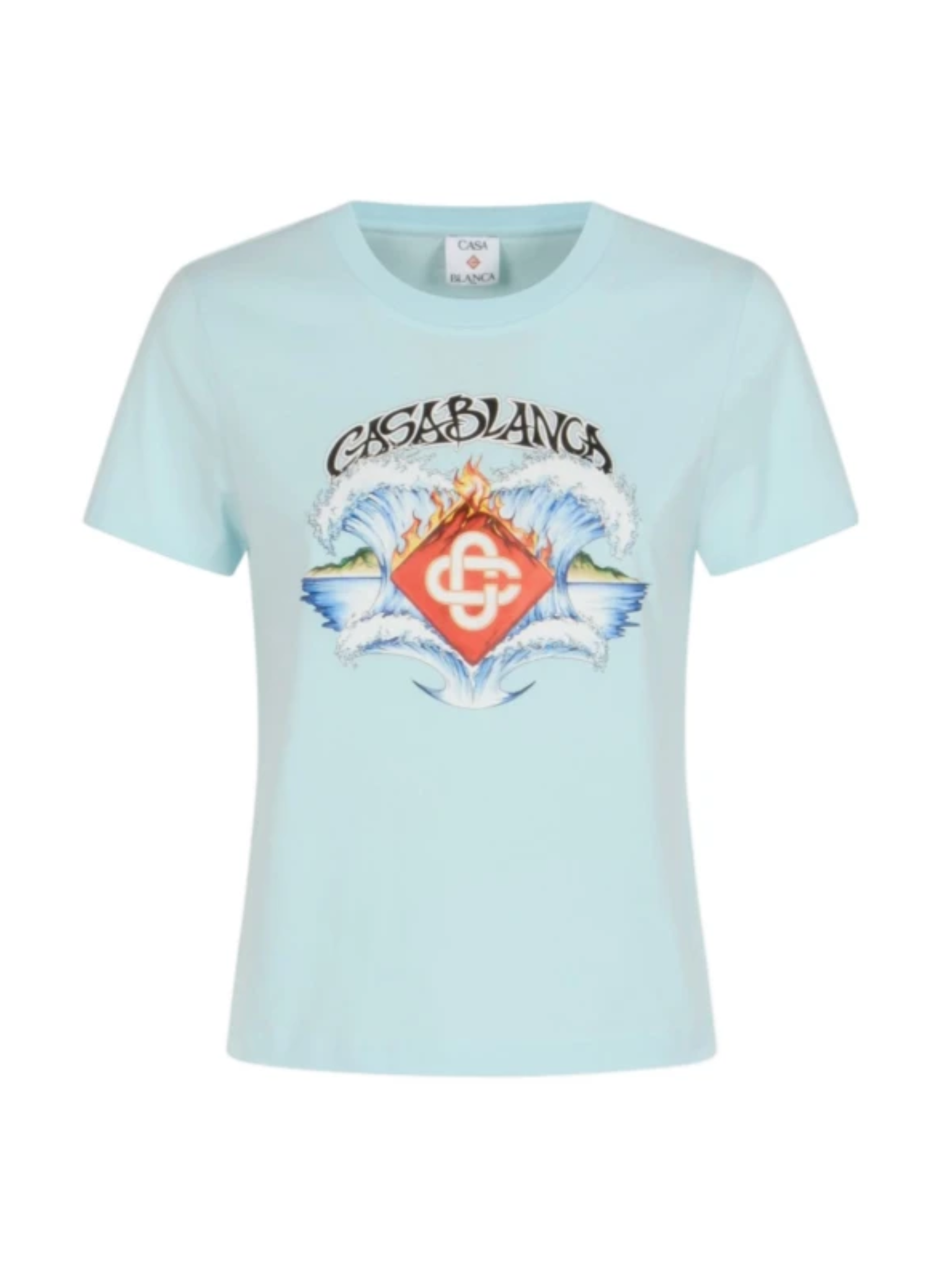CASABLANCA WOMEN Waves Fitted T-shirt Pale Blue