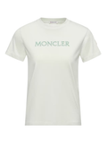 MONCLER WOMEN Embroidered Tonal Logo Cotton T-Shirt Light Green