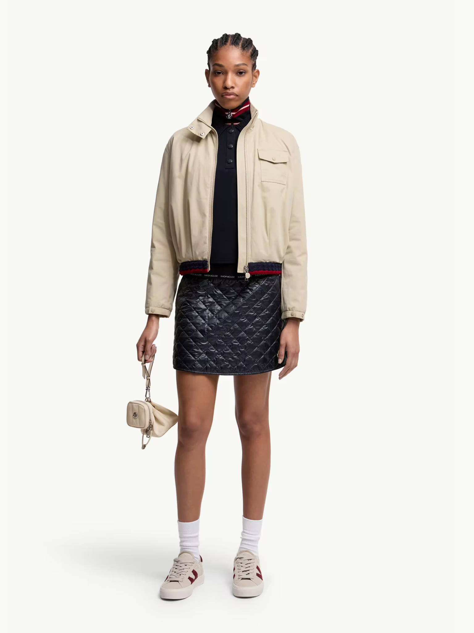 MONCLER WOMEN Diamond-Quilted Mini Skirt Navy