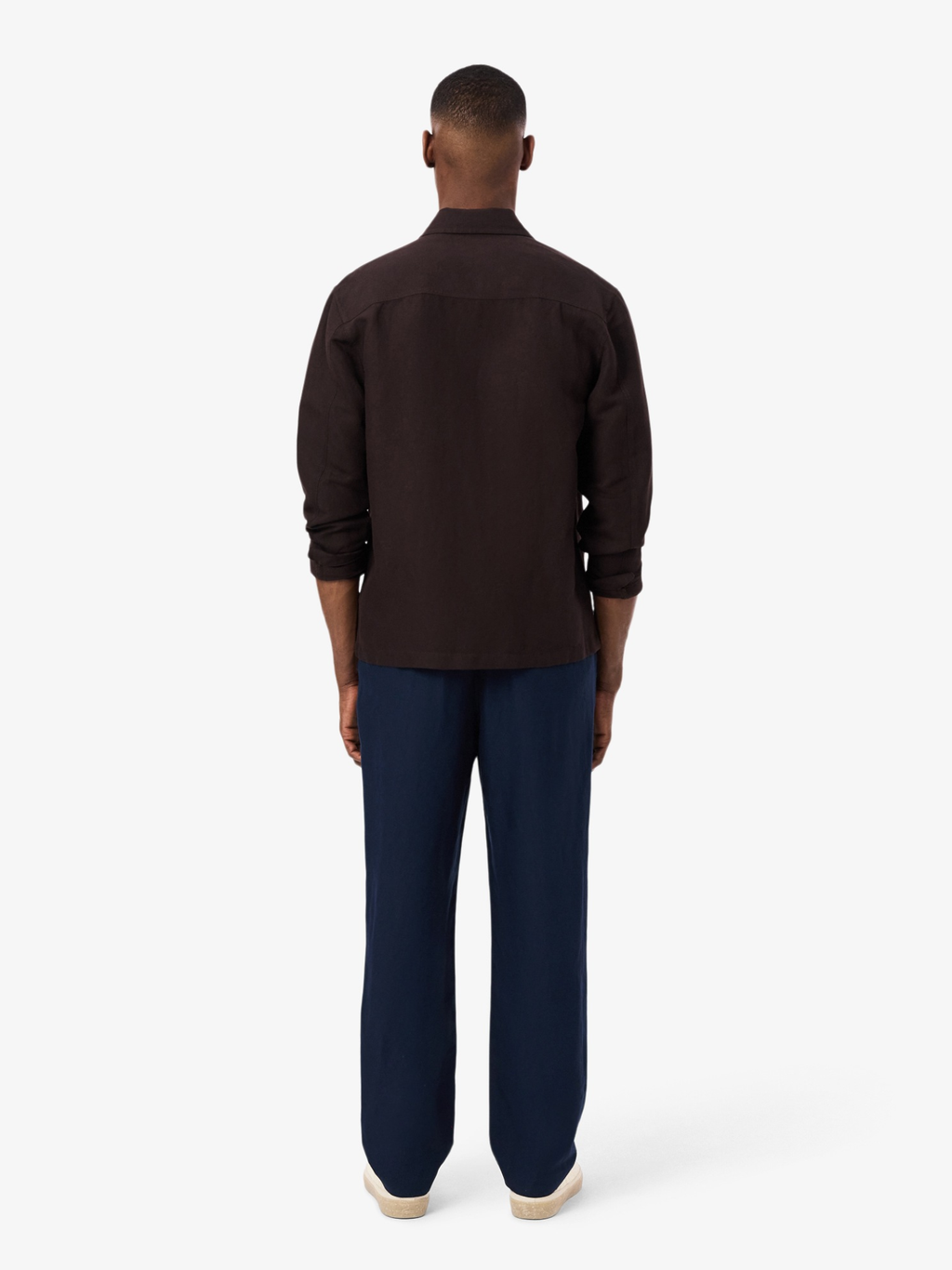 LACOSTE Regular Fit Linen Chino Pants Midnight Blue