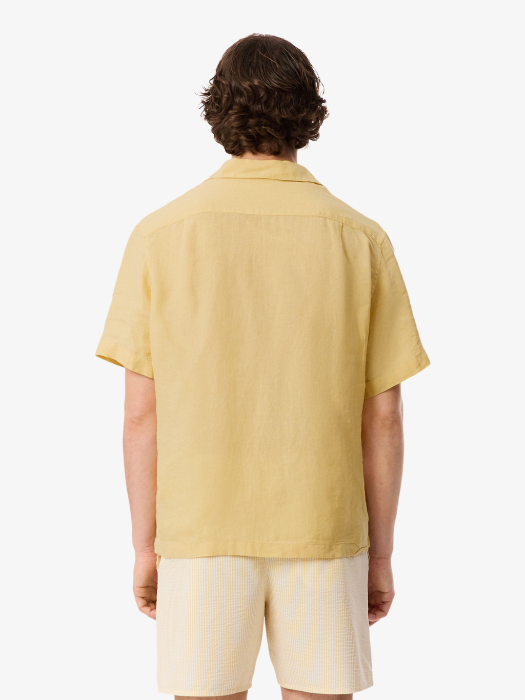LACOSTE Relaxed Fit Linen Shirt Jaune