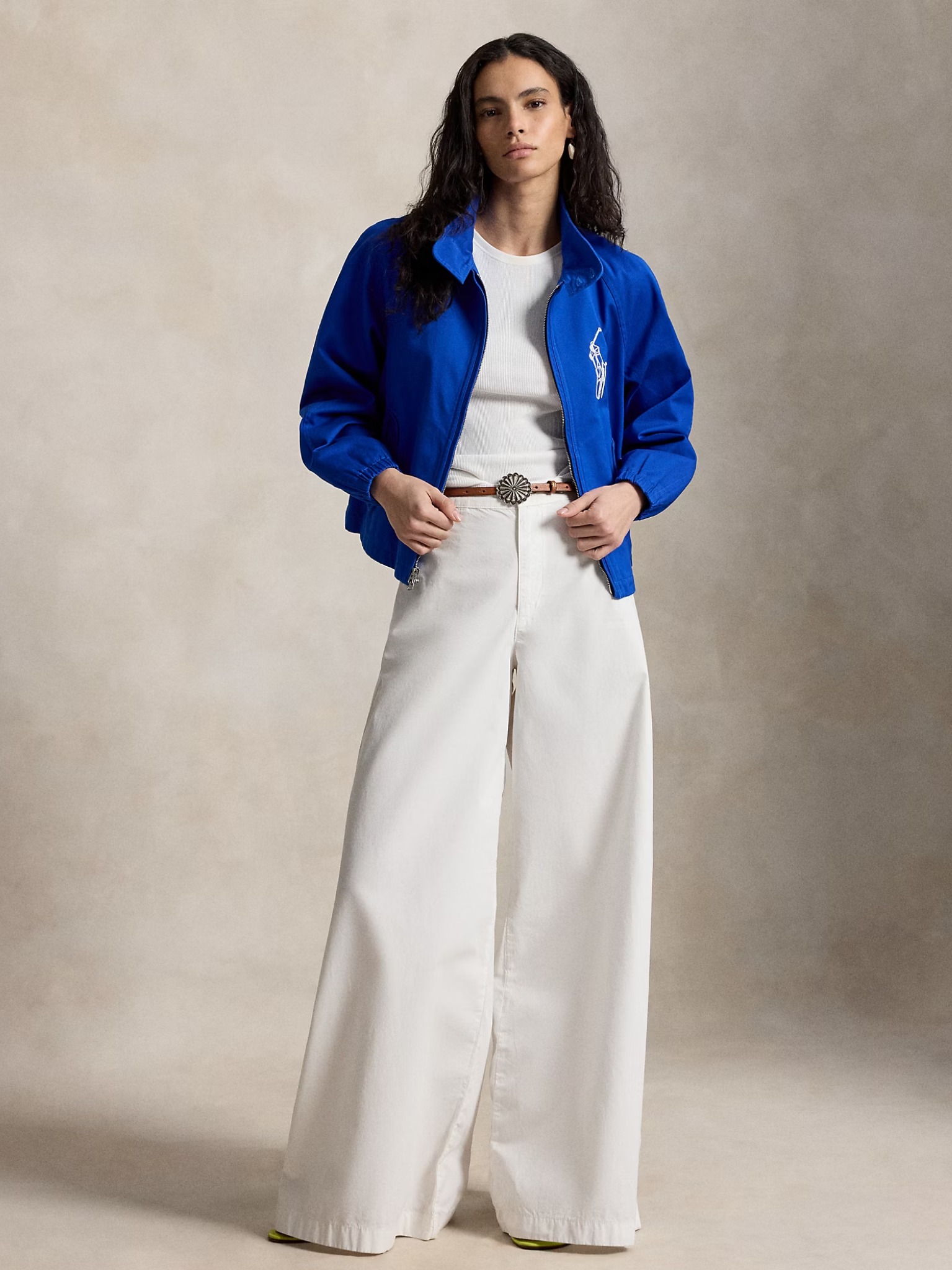 RALPH LAUREN WOMEN Embroidered Cotton Twill Jacket Heritage Blue