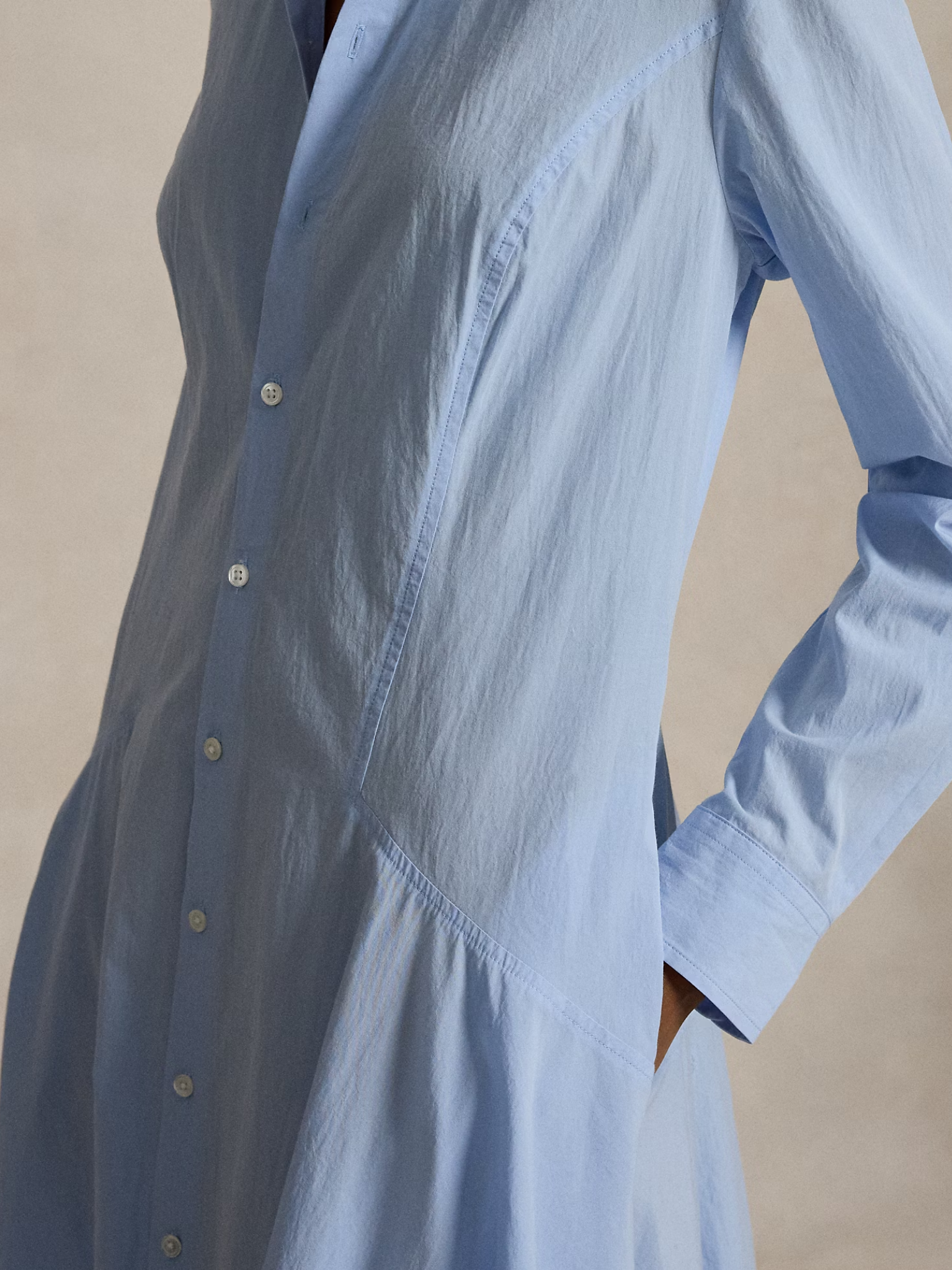 RALPH LAUREN WOMEN Cotton Panelled Shirt Dress Southport Blue