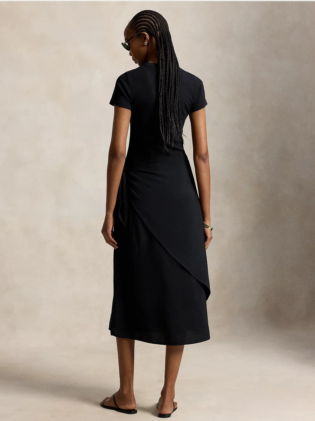 RALPH LAUREN WOMEN Faux-wrap Tee Dress Polo Black