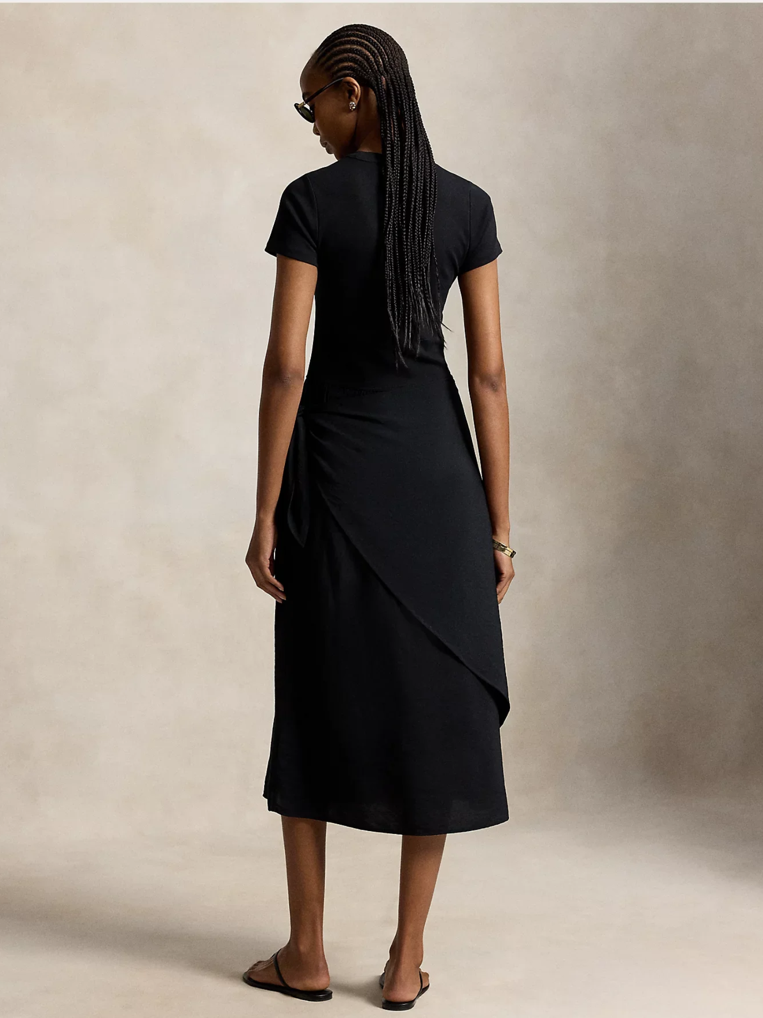 RALPH LAUREN WOMEN Faux-wrap Tee Dress Polo Black