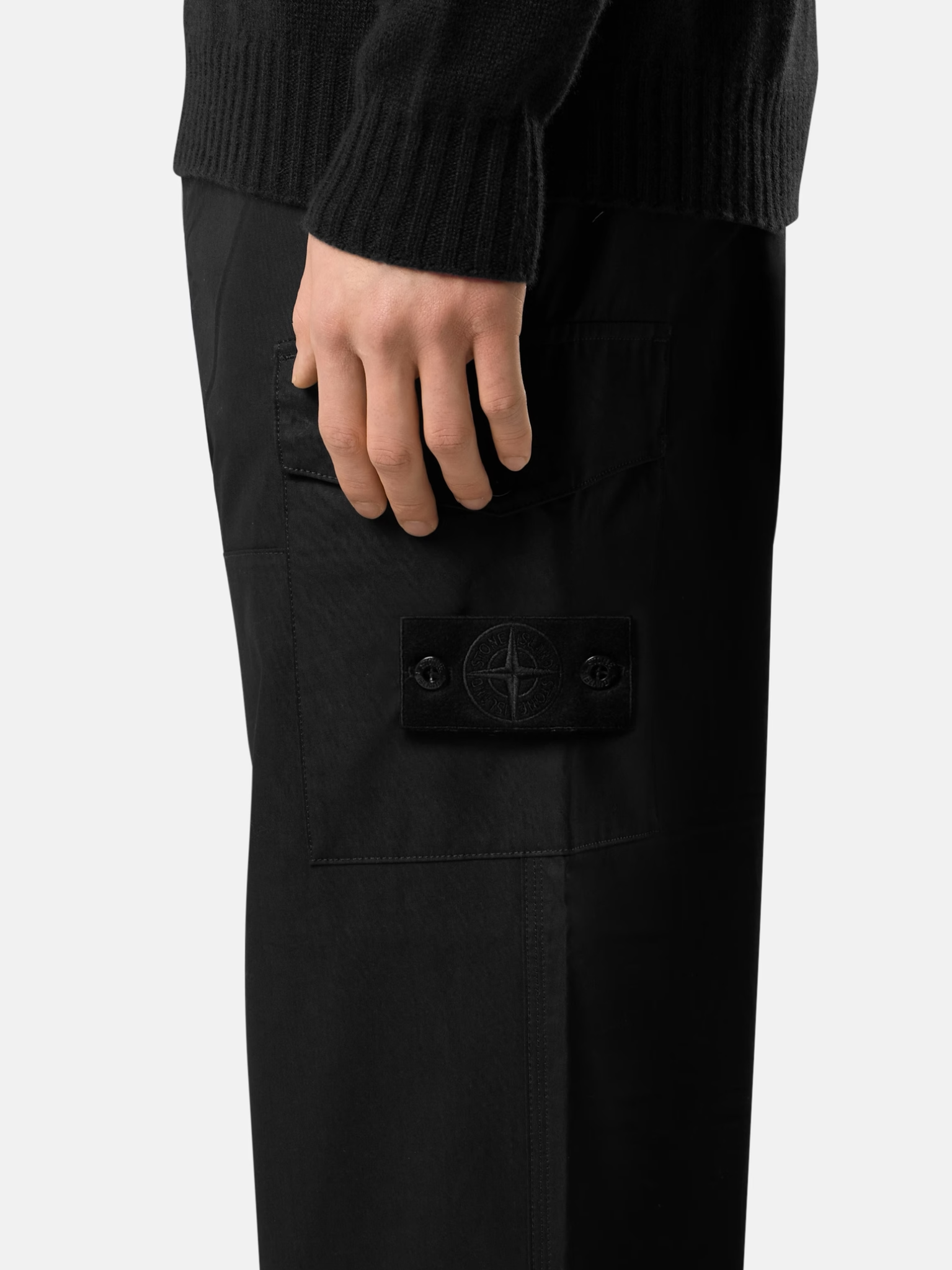 STONE ISLAND All-weather Cotton Canvas_S.I. Ghost Cargo Trousers Black