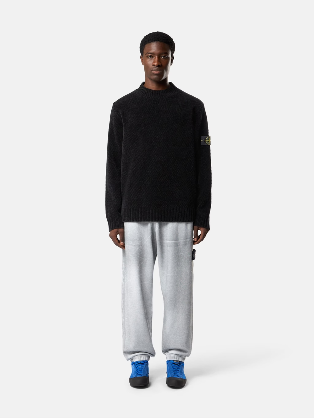 STONE ISLAND Knit Mock Neck Jumper Black