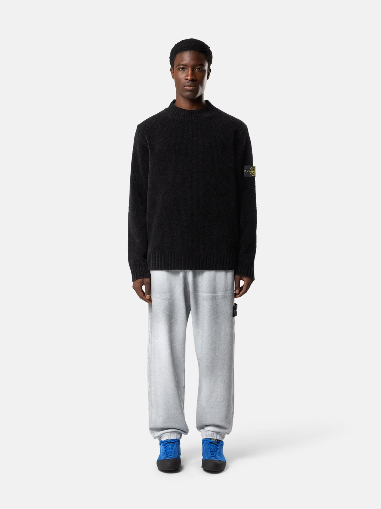 STONE ISLAND Knit Mock Neck Jumper Black